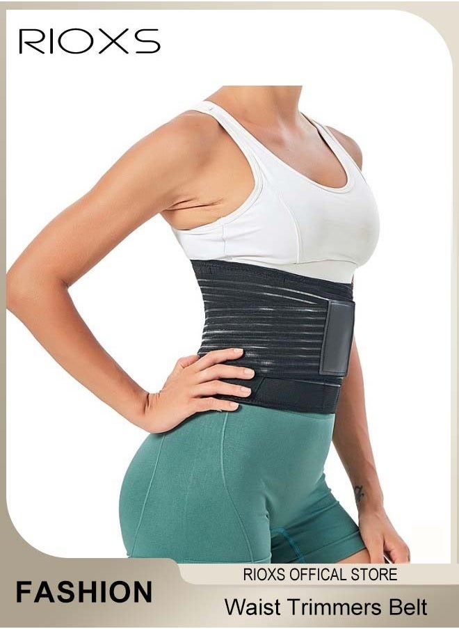 RIOXS Waist Trimmer Belt for Women and Men Adjustable Waist Trainer Helps Abdominal Aerobic Exercise Slimming Body Effect Strengthens Strong Support for Waist Lumbar Spine  - Image 1