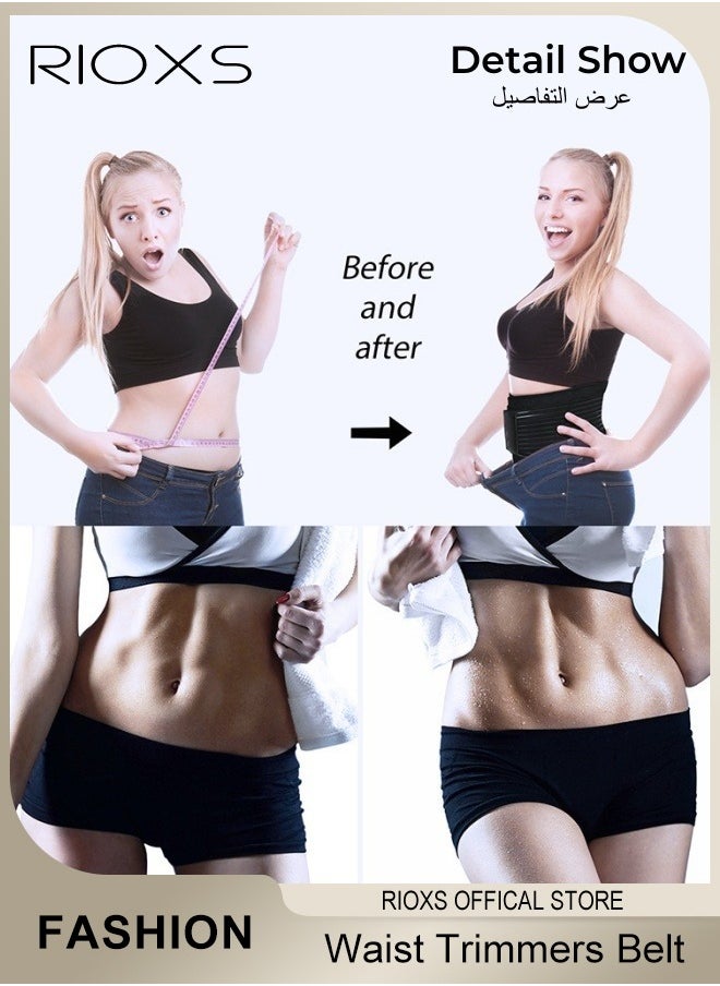 RIOXS Waist Trimmer Belt for Women and Men Adjustable Waist Trainer Helps Abdominal Aerobic Exercise Slimming Body Effect Strengthens Strong Support for Waist Lumbar Spine  - Image 2