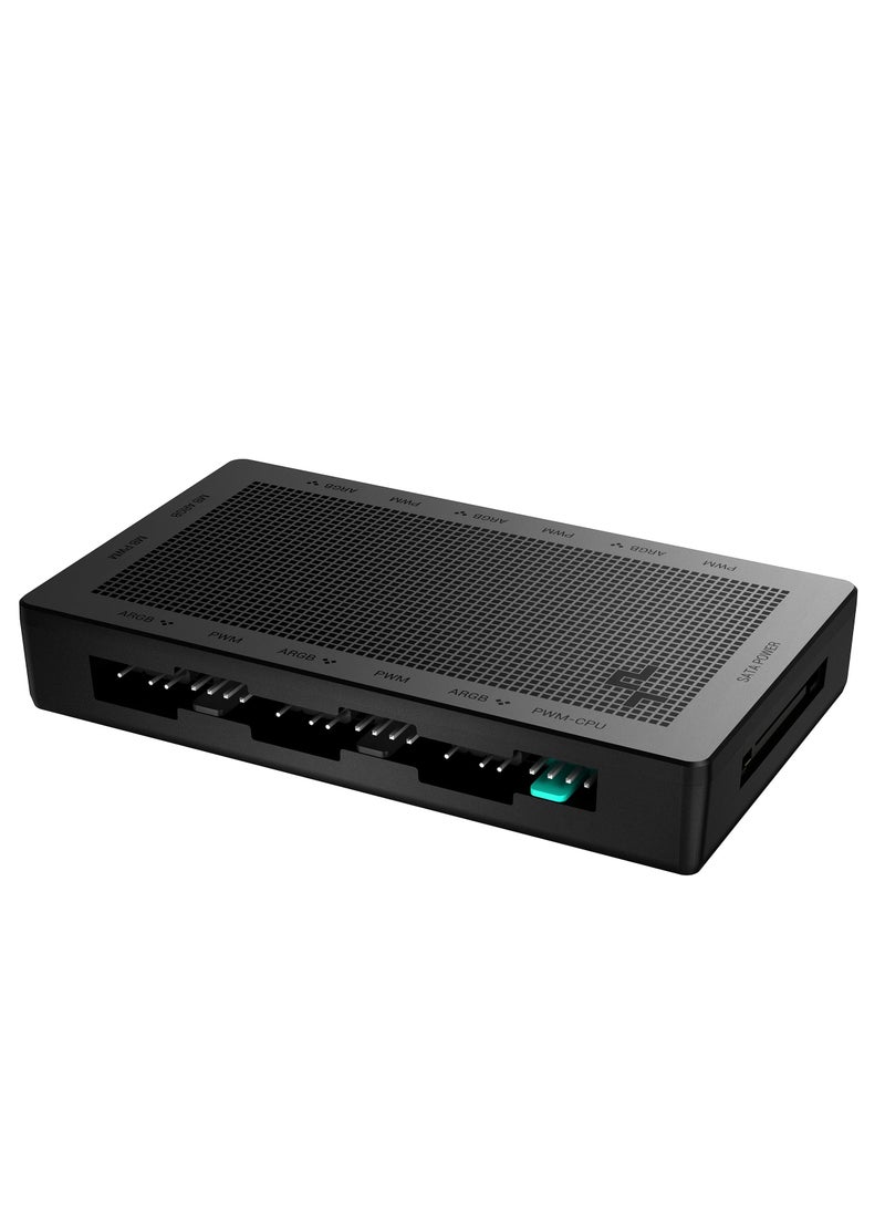 SYOSI SC790 Fan Hub, 2in1 PWM & ARGB 6-Port 5v-3pin Aura SYNC Addressable RGB and 6-Port 4pin PWM Fan Hub with Magnetic Backplane, Support Maximum Six ARGB-PWM Fans, Makes a Sturdy PWM & ARGB Fan Hub  - Image 1