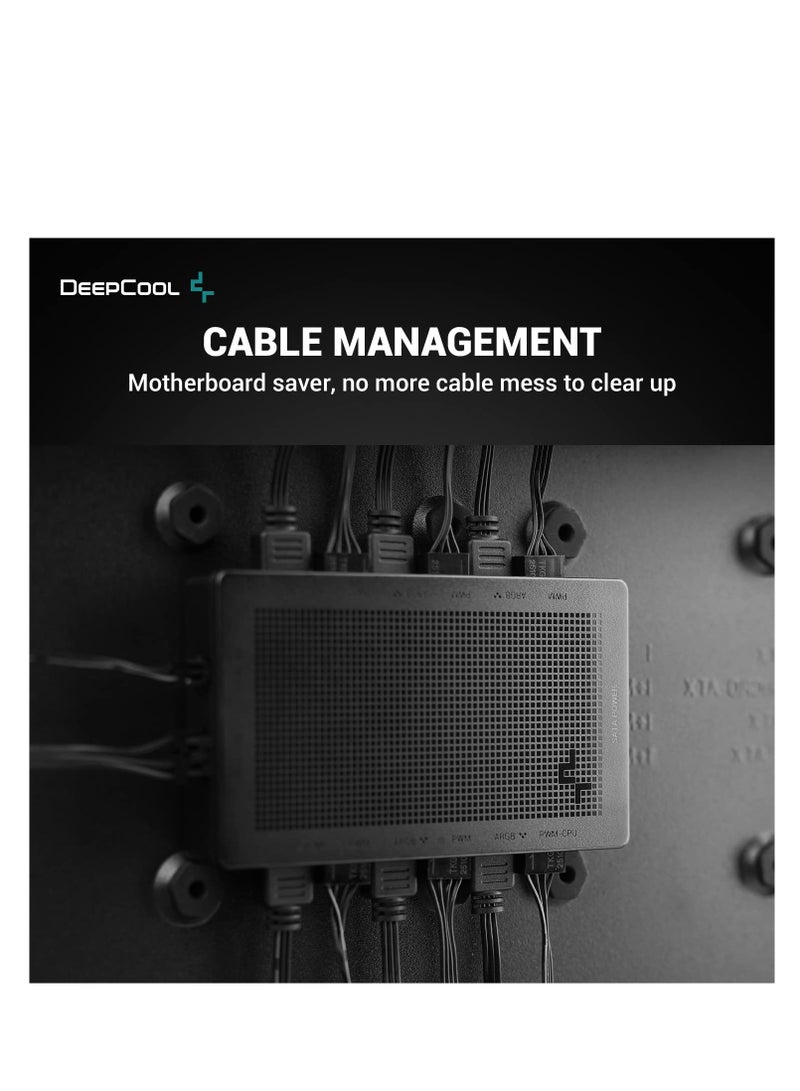 SC790 Fan Hub, 2in1 PWM & ARGB 6-Port 5v-3pin Aura SYNC Addressable RGB and 6-Port 4pin PWM Fan Hub with Magnetic Backplane, Support Maximum Six ARGB-PWM Fans, Makes a Sturdy PWM & ARGB Fan Hub