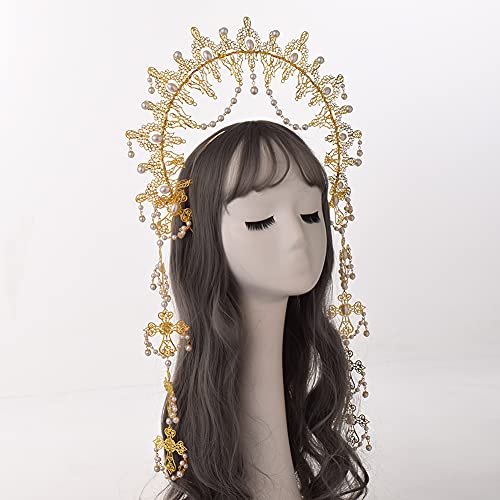 BLESSUME Halo Crown Mary Goddess Headband Women's Halloween Costume Goddess Headpiece (Style 10) - Image 5