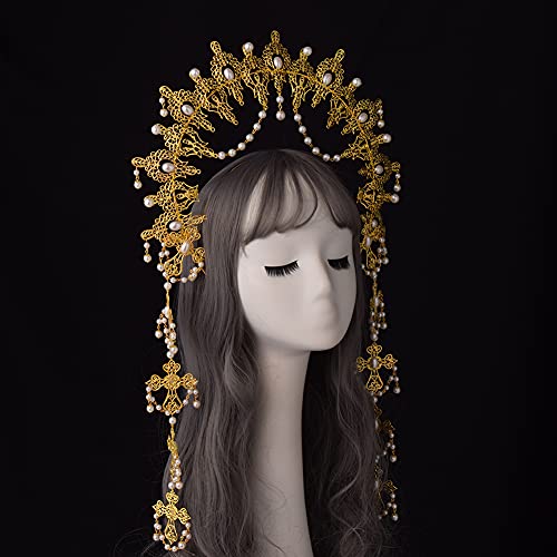 BLESSUME Halo Crown Mary Goddess Headband Women's Halloween Costume Goddess Headpiece (Style 10) - Image 3