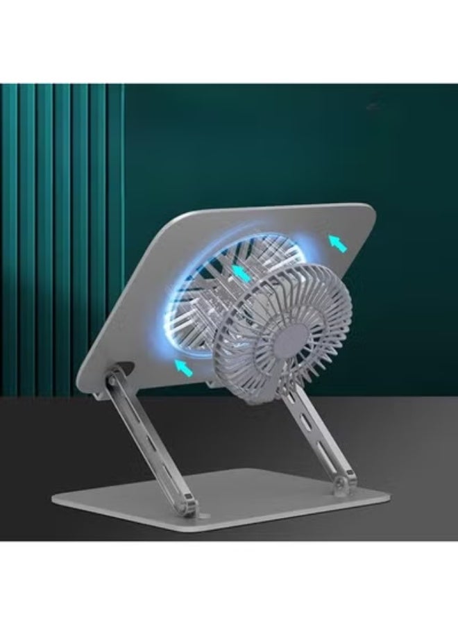 حامل لابتوب مكتبي احترافي قابل للطي - مروحة تبريد USB مدمجة - مرونة لا نهائية في ضبط الارتفاع والزاوية - يتحمل حتى 15 كجم - Image 2