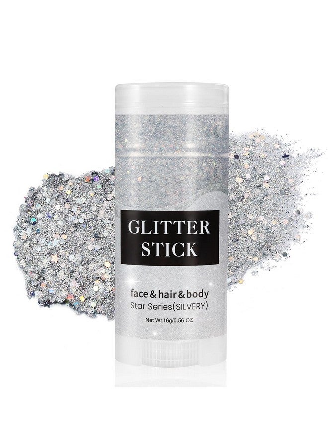 Mysense Silver Body Glitter Stickface Glitter Gelfestival Rave Pride Accessorieshair Glitter Gel For Kids Womenholographic Mermaid Sequin Chunky Glitter Makeupsparkling Glitter Face Paint0.56Oz  - Image 1