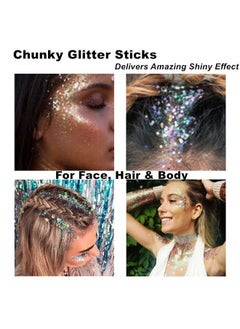 Mysense Silver Body Glitter Stickface Glitter Gelfestival Rave Pride Accessorieshair Glitter Gel For Kids Womenholographic Mermaid Sequin Chunky Glitter Makeupsparkling Glitter Face Paint0.56Oz  - Image 5