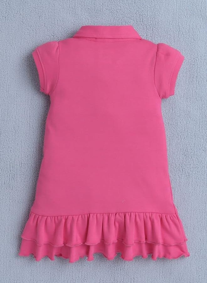 BUMZEE فستان بامزي للبنات من القطن بطول الركبة مع رباط رأس باللون الوردي - 3-6 أشهر - Image 3