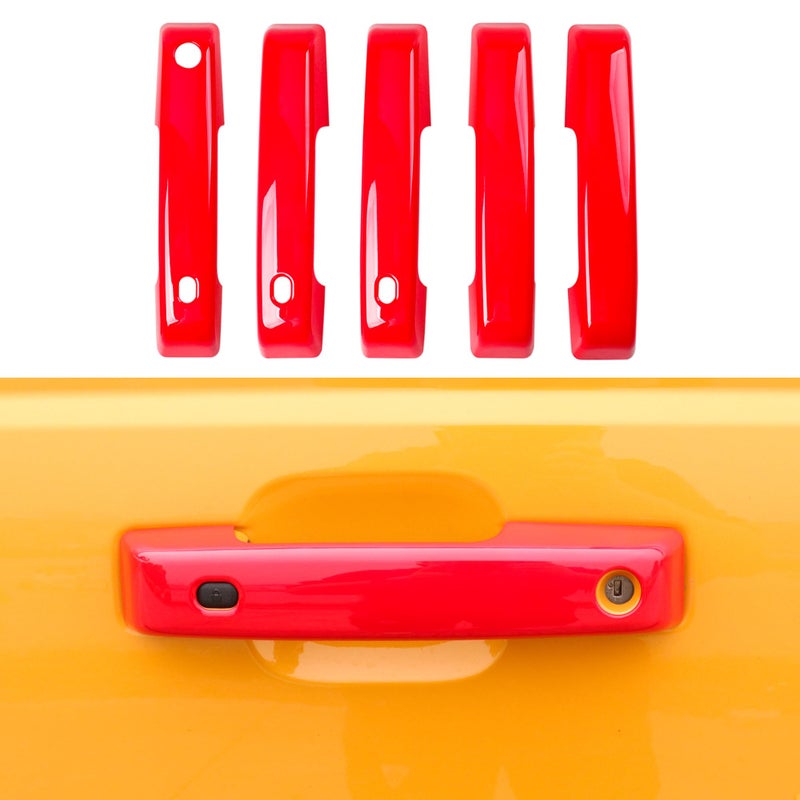 RERPRO Door Handle Scratch Protector Rear Tailgate Door Handle Cover Trim Compatible with 2021 2022 2023 2024 2025 Ford Bronco Exterior Accessories Protection Decoration Decal 5P Red with Smart Hole - Image 2