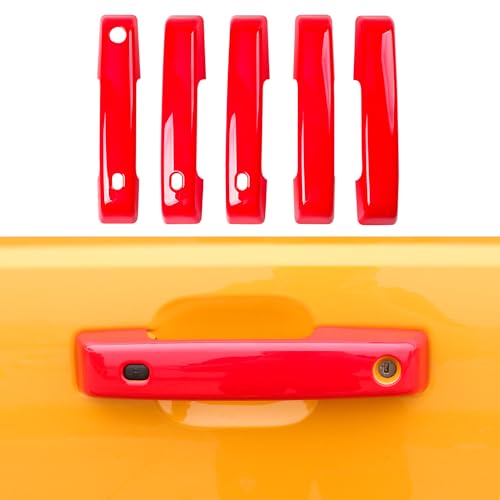 RERPRO Door Handle Scratch Protector Rear Tailgate Door Handle Cover Trim Compatible with 2021 2022 2023 2024 2025 Ford Bronco Exterior Accessories Protection Decoration Decal 5P Red with Smart Hole - Image 1