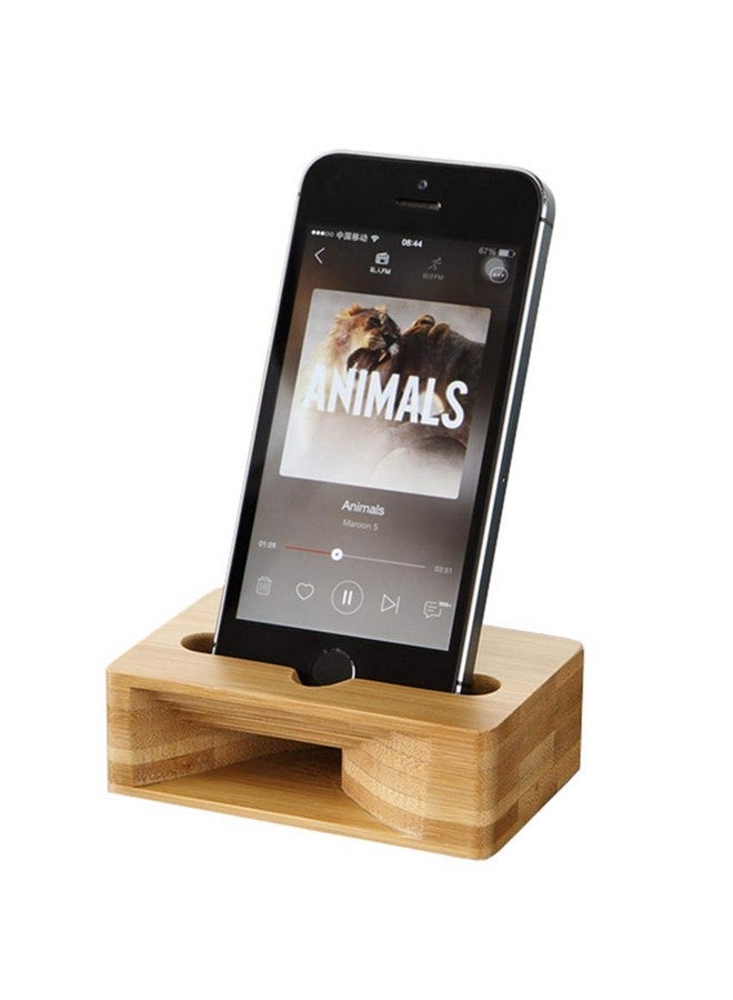 UnnFiko Wooden Sound Amplifier Stand Holder For Iphone Natural Loudspeaker Mini Megaphone Cell Phone Stand (Square)  - Image 1