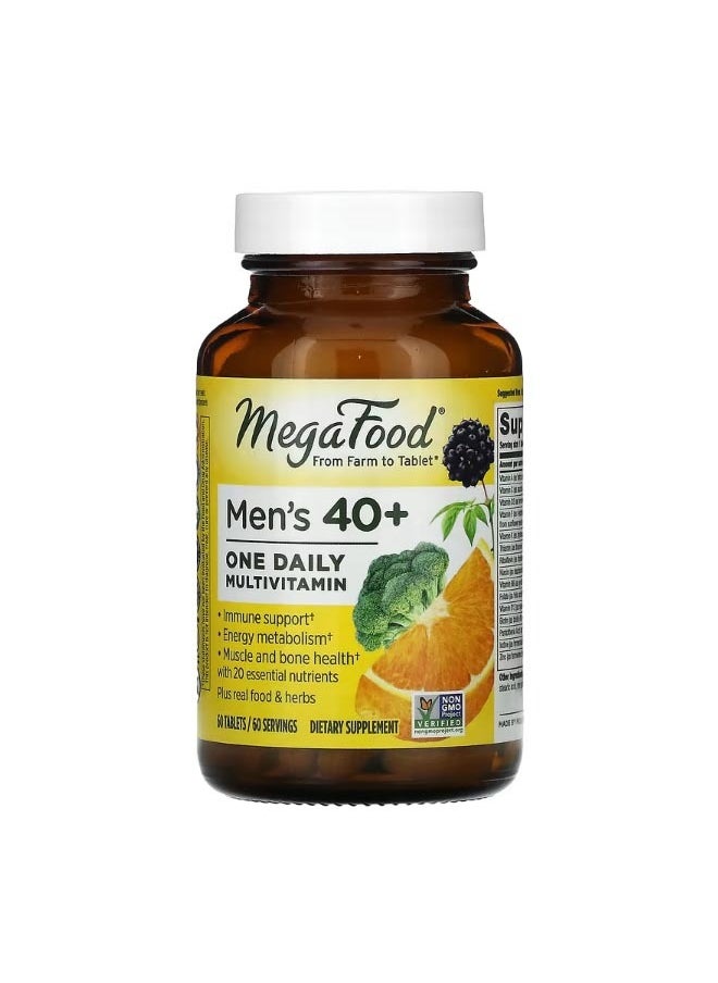 MegaFood Mens 40 One Daily Multivitamin 60 Tablets  - Image 1