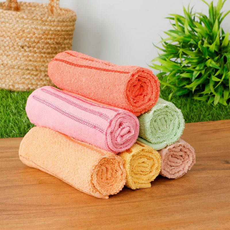 pepme Cotton Hand Towel Side Lines Triple 20x135 Assorted Pack of 6  - Image 1