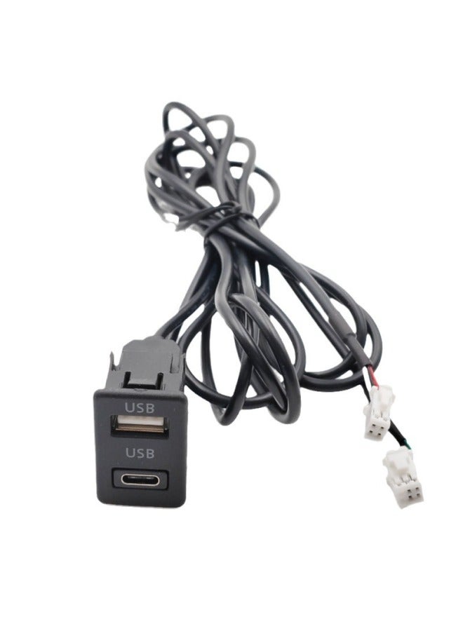 Android Navigation Car USB+Type-c Modified Cable Universal 4PIN 6PIN Port Fall-in Installation Panel Cable-Color:Black-Cord Length:1.2m - Image 4