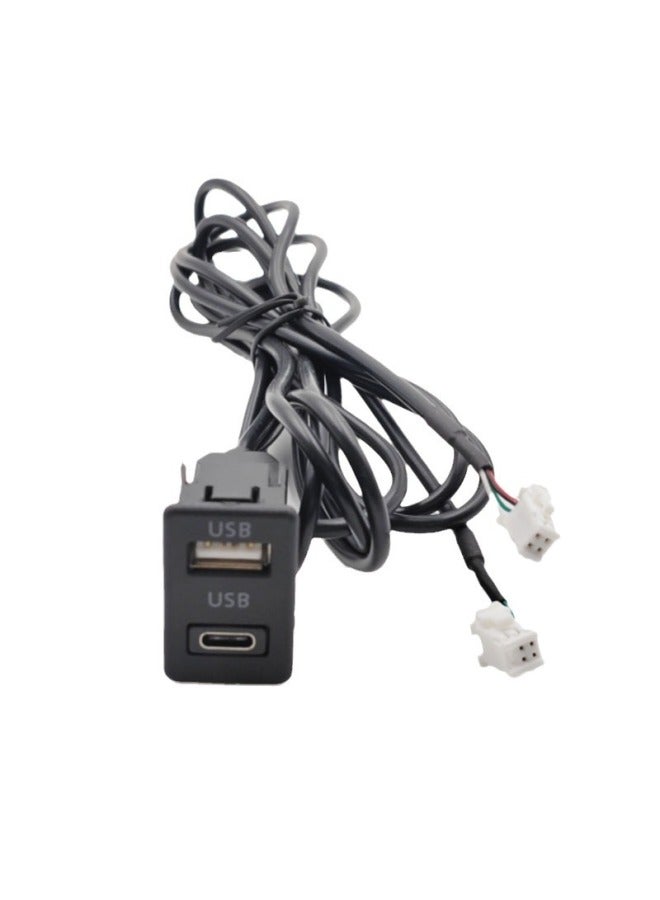 Android Navigation Car USB+Type-c Modified Cable Universal 4PIN 6PIN Port Fall-in Installation Panel Cable-Color:Black-Cord Length:1.2m - Image 3