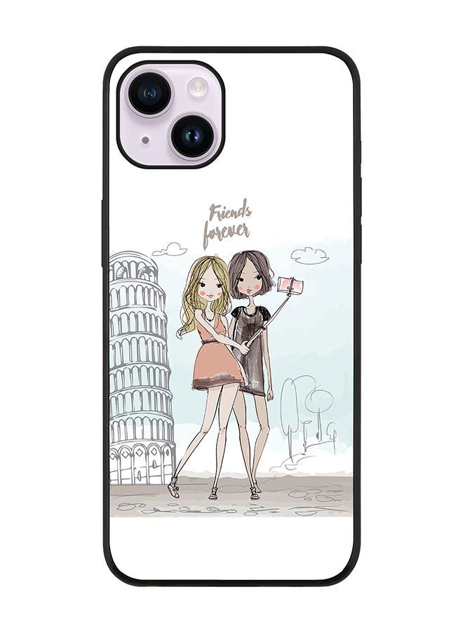 Stylizedd Rugged Black edge case for Apple iPhone 14 Plus Slim fit Soft Case Flexible Rubber Edges Anti Drop TPU Gel Thin Cover - Friends Forever - Image 1