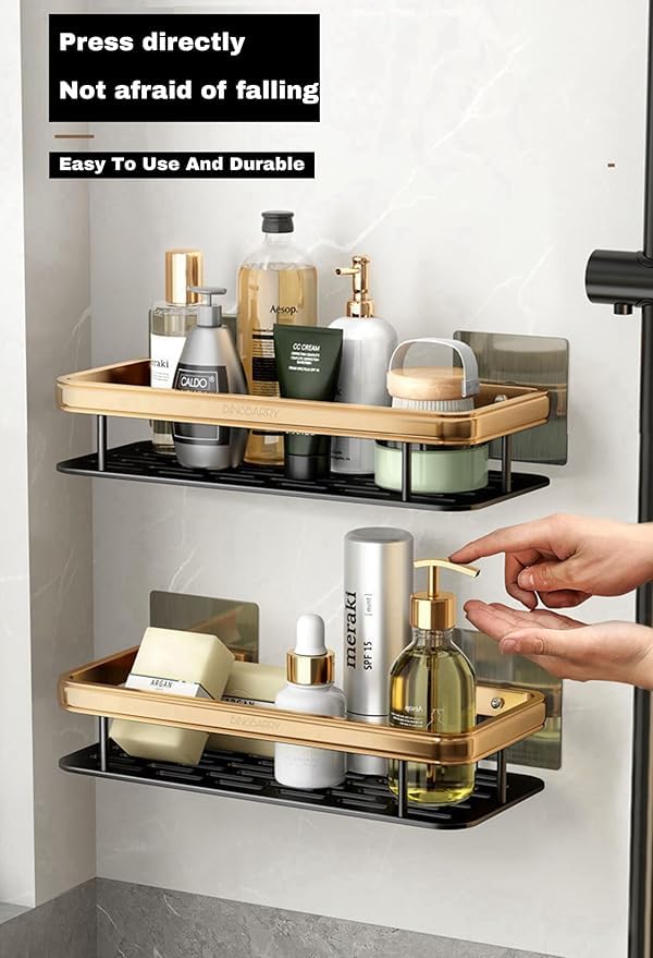 AJIGNA MART Multipurpose SelfAdhesive Aluminium Bathroom Wall Mounted Storage Organizer Shelf HolderRackBathroom Accessories - Image 2