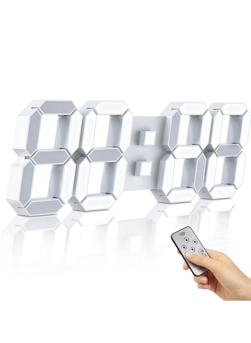 بريمو بلس ساعة منبه رقمية بإضاءة LED ثلاثية الأبعاد مزوّدة بجهاز تحكم عن بُعد ولاسلكية أبيض - Image 2