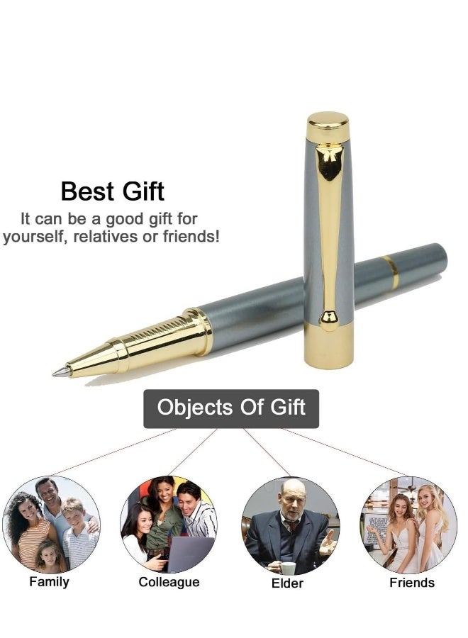 Ballpoint Pen 0.5, Metallic Silver Lacquer with Chrome Trim, Luxury Ballpoint Line Width 0.5mm Come with 2 Pieces Black Ink Refill, for Professional Executive, Office, Nice BallPens Classy Gift Box - Image 2