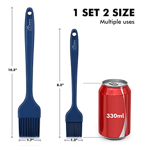 HOTEC 2 pieces Set Basting Brushes Silicone Heat Resistant Pastry Brushes Spread Oil Butter Sauce Marinades for BBQ Grill Barbecue Baking Kitchen Cooking BPA Free Dishwasher Safe (Classic Blue) - Image 2
