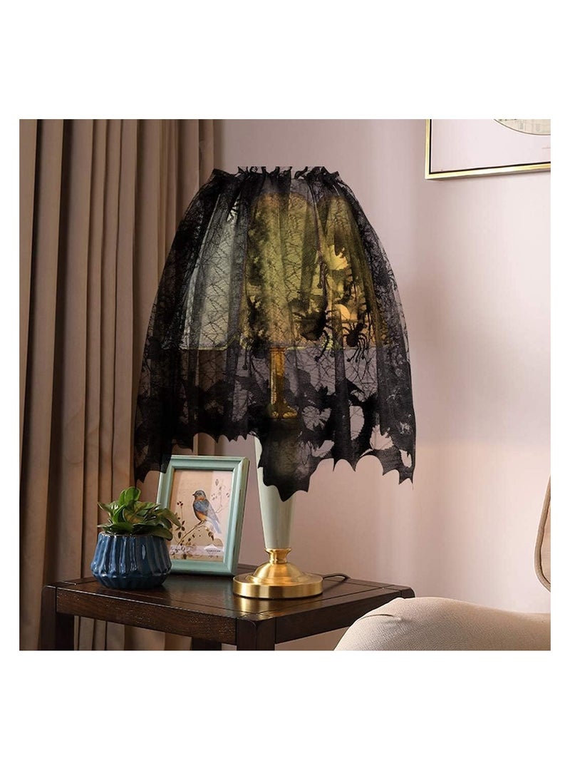 Holiday Decorations Set, Party Supplies Includes Black Lace Spider Web Tablecloth Fireplace Mantle, Tablecloth and 3D Bat Wall Window Sticker, Party Decorations (Black) - Image 5