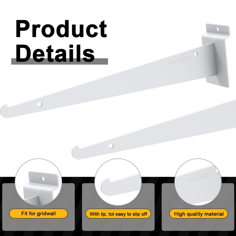 Tcevily 6 Pack White Slatwall Shelf, 24" x 12" Wooden Slat Wall Shelves with Metal Brackets Heavy Duty Slatwall Shelving Organizer Accessories for Home Garage (6, 23.6" x 11.8") - Image 4