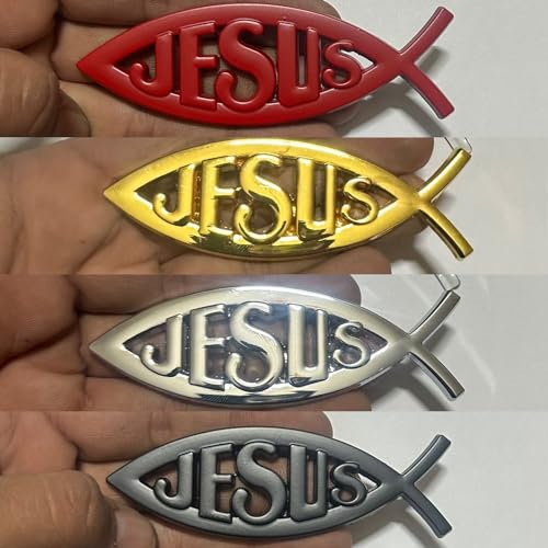 AUTO MT Jesus Fish Christian Logo 10 x 3cm Car Metal Car Emblem 3D Badge Auto Racing Sport Sticker Tourer Decal (Chrome Jesus Christian Logo 10 x 3cm) - Image 3