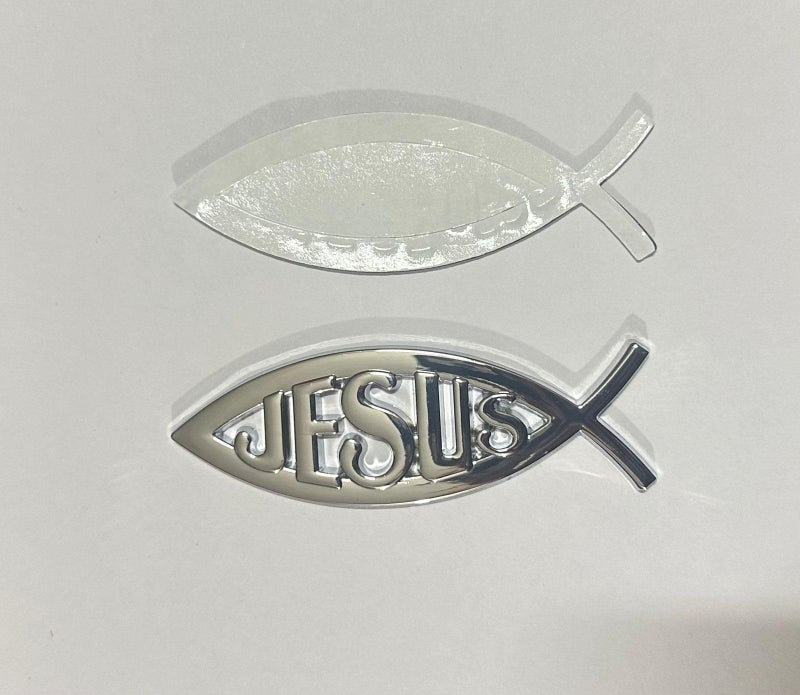 AUTO MT Jesus Fish Christian Logo 10 x 3cm Car Metal Car Emblem 3D Badge Auto Racing Sport Sticker Tourer Decal (Chrome Jesus Christian Logo 10 x 3cm) - Image 2