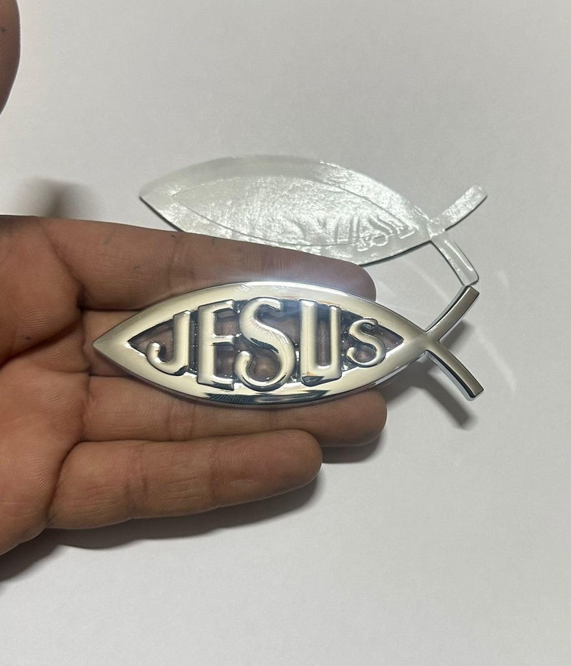 AUTO MT Jesus Fish Christian Logo 10 x 3cm Car Metal Car Emblem 3D Badge Auto Racing Sport Sticker Tourer Decal (Chrome Jesus Christian Logo 10 x 3cm) - Image 5