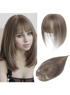 Yami YAMI Hair Toppers for Women Real Human Hair Toppers for Women with Thinning Hair Topper with Bangs Hair Toppers for Women Hair Pieces for Women Dark Ashy Brown 
