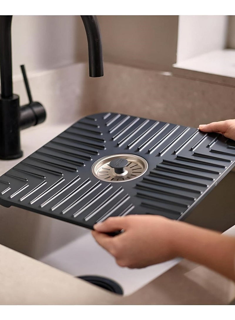 Premium Silicone Kitchen Sink Mat with Center Drain Hole - Scratch Protection, Non-Slip, Easy to Clean, Heat Resistant - Perfect for All Sink - Versatile - Image 1