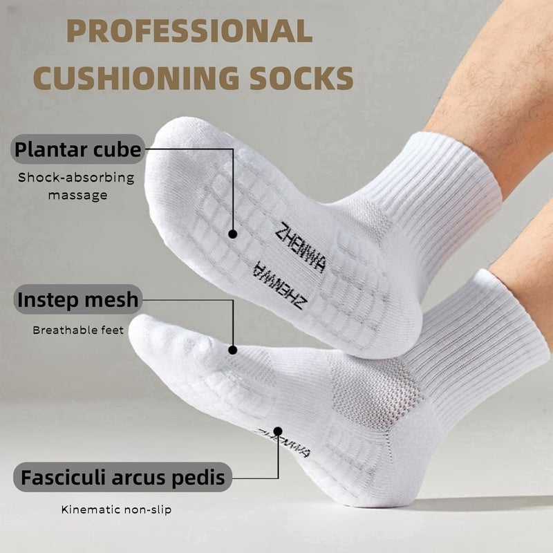 Lullaxx Socks for men, Cotton Athletic Crew Odor Proof Mid-Calf Breathable suitable for basketball football running,Suitable for All Seasons（4 Pairs,black white,39-46) - Image 2