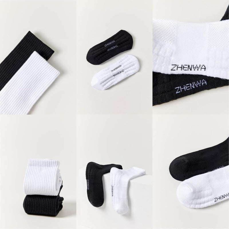 Lullaxx Socks for men, Cotton Athletic Crew Odor Proof Mid-Calf Breathable suitable for basketball football running,Suitable for All Seasons（4 Pairs,black white,39-46) - Image 5