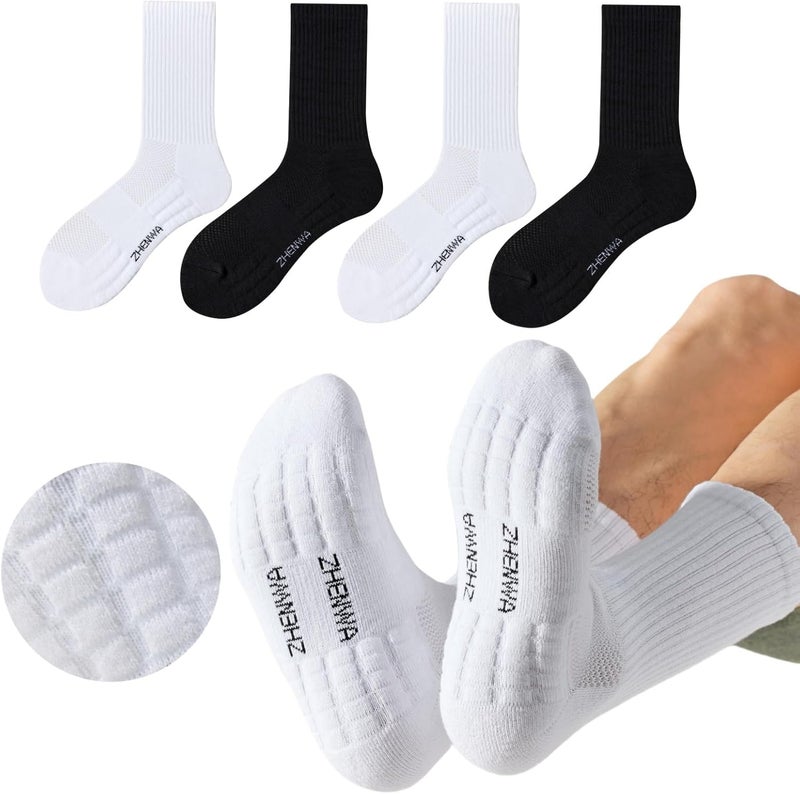 Lullaxx Socks for men, Cotton Athletic Crew Odor Proof Mid-Calf Breathable suitable for basketball football running,Suitable for All Seasons（4 Pairs,black white,39-46) - Image 1