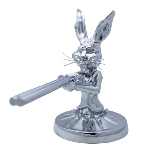 XDHLDULYK 1PCS Rabbit Gunslinger Hood Ornament Metal Car Truck Hood Ornament Sculpture Vintage 3D Rabbit Decorative Emblem for Cars Trucks Chrome Handmade Cast Statue Decor with Mounting Screw Set - Image 1