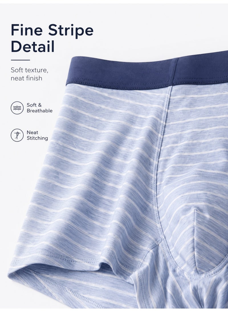 Men's Striped Modal Boxer Briefs 4 Pack Antibacterial Honeycomb Mesh Crotch Ultra Soft Moisture Wicking L-3XL Daily Wear - Image 3
