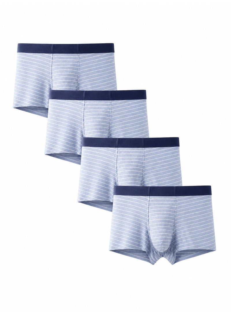 Men's Striped Modal Boxer Briefs 4 Pack Antibacterial Honeycomb Mesh Crotch Ultra Soft Moisture Wicking L-3XL Daily Wear - Image 1