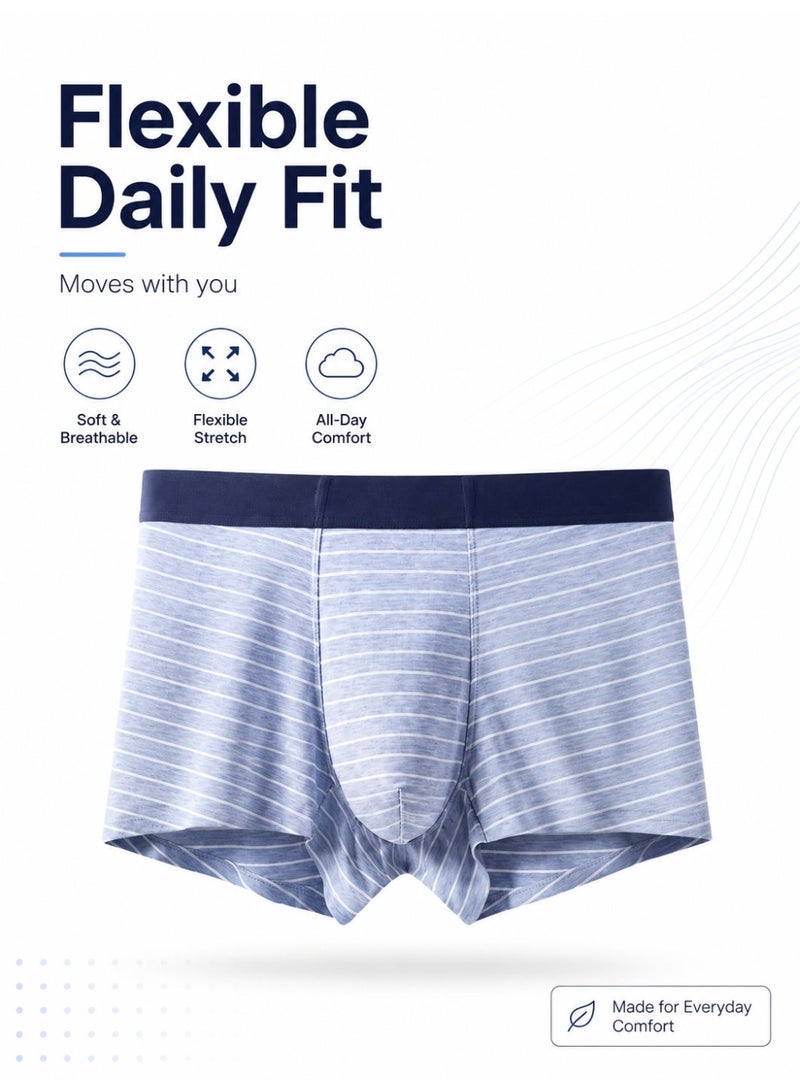 Men's Striped Modal Boxer Briefs 4 Pack Antibacterial Honeycomb Mesh Crotch Ultra Soft Moisture Wicking L-3XL Daily Wear - Image 2