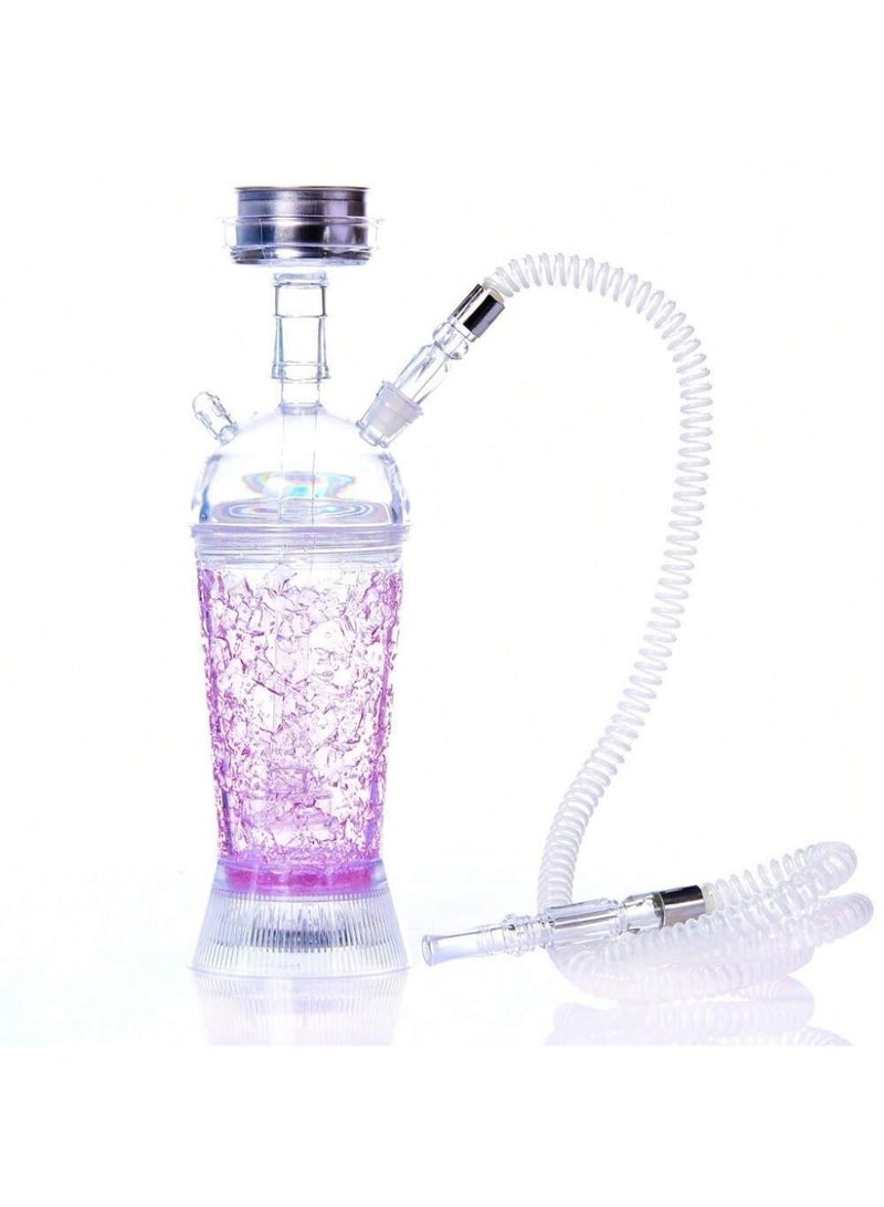 Acrylic Hookah with LED Light - Purple, 1pc - Ideal for Home, Bars, KTV & Nightclubs - Image 1
