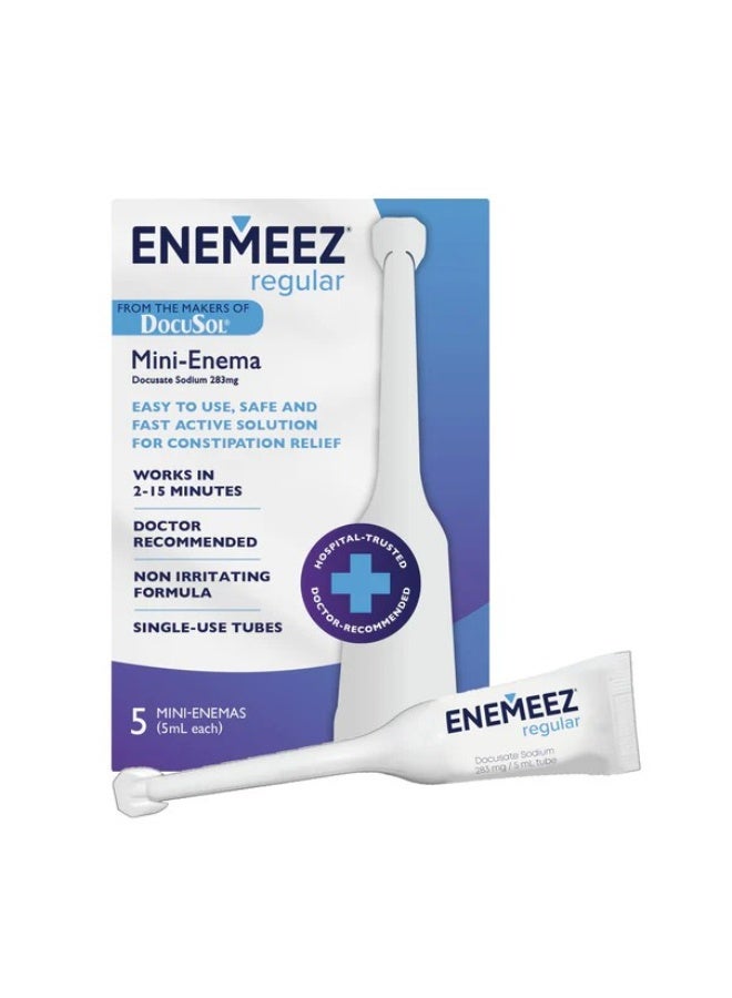 Enemeez Docusate Sodium Mini Enemas 283mg – Stool Softener for Adult Constipation Relief, Pack of 5 - Image 1