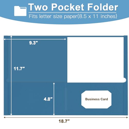 LAYZZ Folders with Pockets, LAYZZ 30 Pack Paper Pocket Folders, 2 Pocket File folders Fits Letter Size Paper, for School Office and Home (Blue) - Image 2
