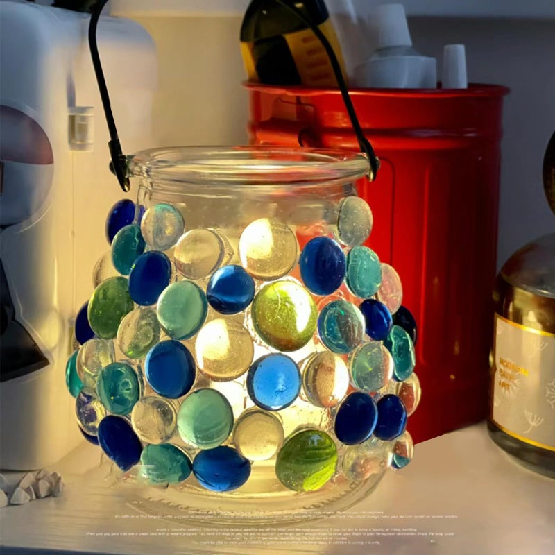 FANTIAN 1LB Flat Glass Marbles for Vase, 100 Pcs Mixed Blue Color Glass Pebbles. Glass Rocks for Vase Fillers Fish Tank Crafts Plant Pot Candle Bird Fountains and Wedding Decor - Image 5