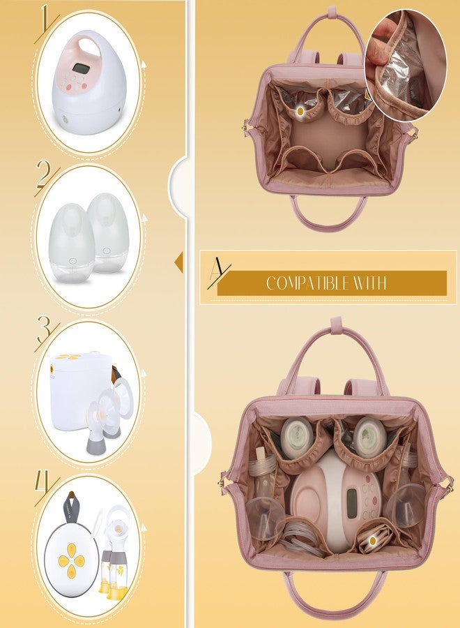 Fasrom Breast Pump Bag Backpack with Cooler Compatible with Spectra S1, S2 and Medela Pumps, Wearable Pumping Bag with Waterproof Mat for Working Moms, Pink (Patent Design) - Image 2
