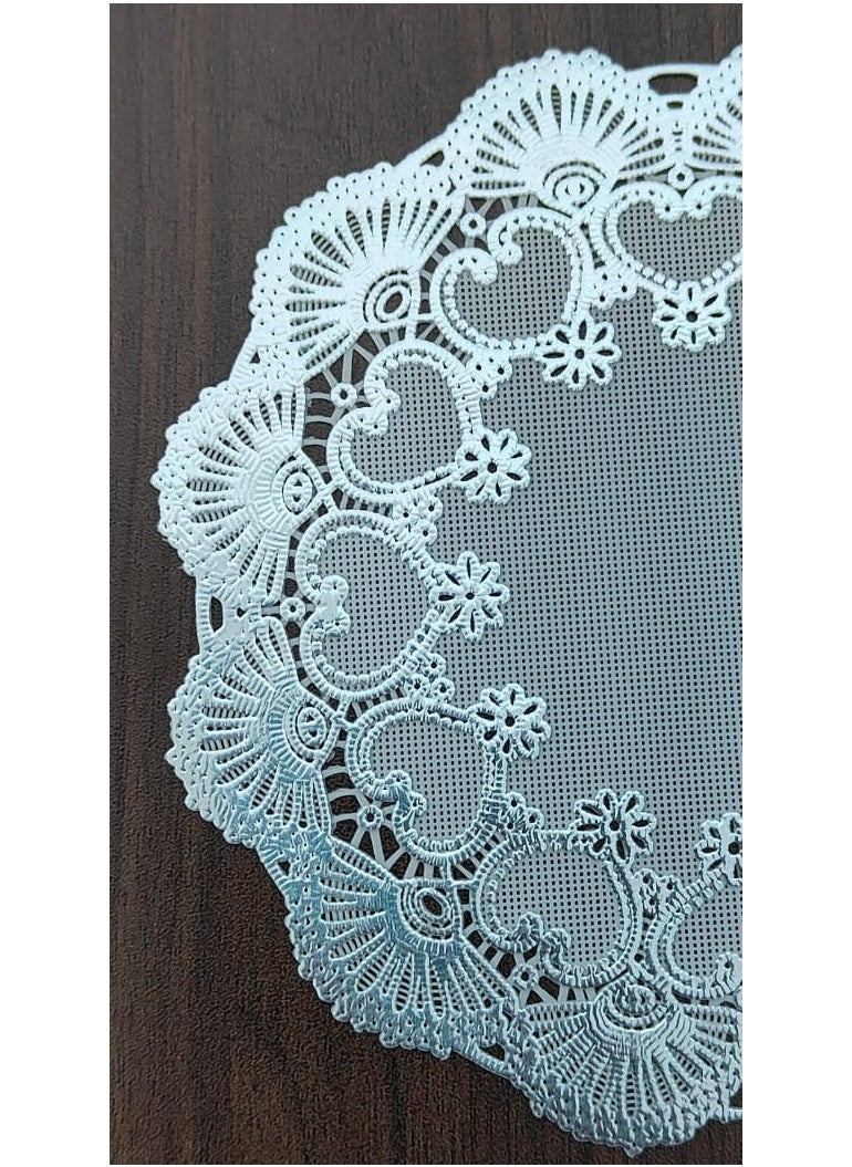 Generic 24-Piece Plastic Doilies Paper silver 15cm  - Image 3