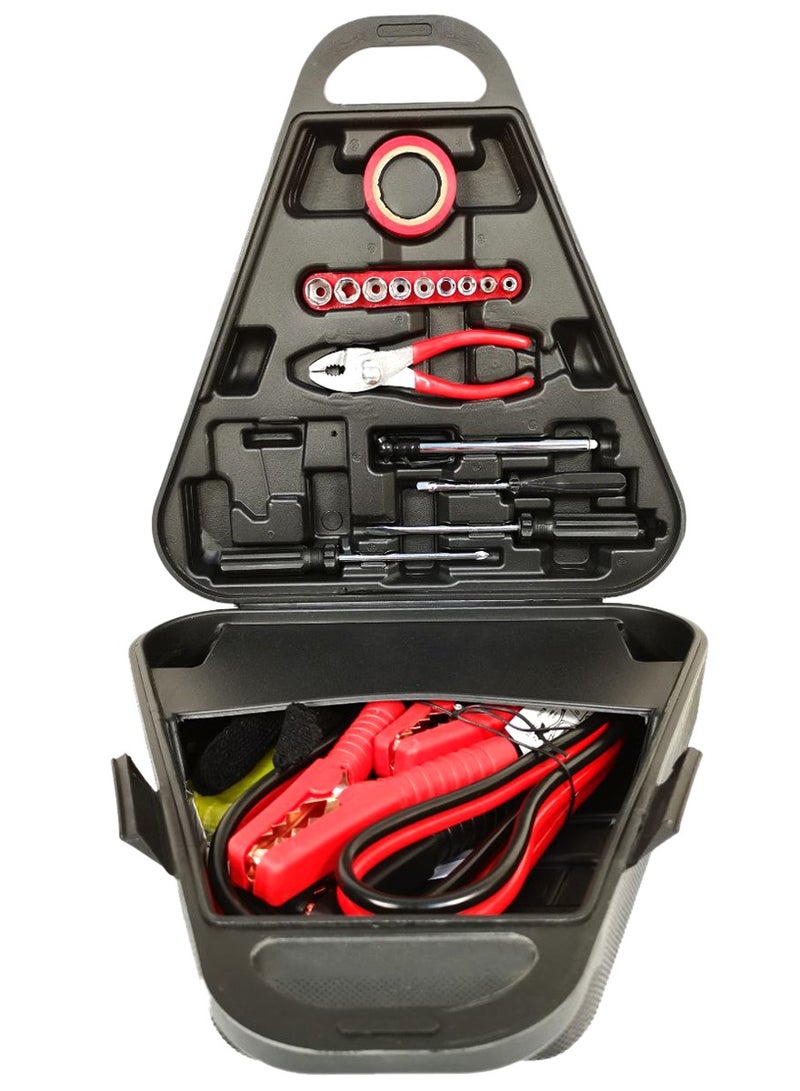 MTOOLS MTOOLS Jumper Cable Tools Set 28 Pcs Car Emergency Tools Set Air Pressure Gauge Hex Key Set  - Image 1