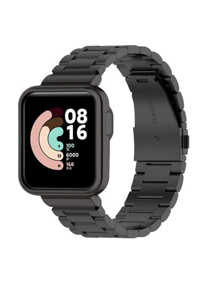 سوار ELMO3EZZ متوافق مع ساعة Xiaomi Mi Watch 2 Lite/Redmi، سوار بديل معدني من الفولاذ المقاوم للصدأ قابل للتعديل مع ساعة Xiaomi Mi Watch 2 Lite (أسود) - Image 3