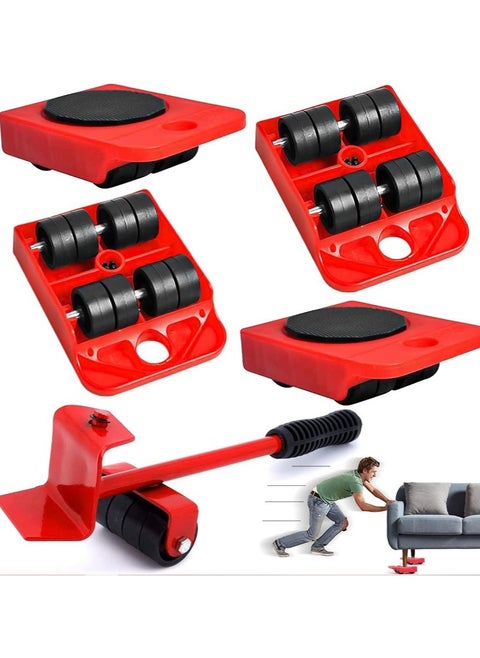 Set of 5 Furniture Lifting Tools with 4 Wheels for Moving Heavy Furniture and Heavy Furniture Moving Base Suitable for Sofas and Refrigerators - Furniture Leg Bases for Moving Heavy Furniture M, with Moving Wheels, Set of 1 Furniture Lifter and 4 Pieces Leg Bases - Furniture Mover and Mover - Furniture Lifting Tools Set - Heavy Duty Furniture Lifter with 4 Sliding Bases for Easy and Safe Movement