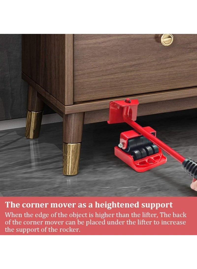 Generic - Set of 5 Furniture Lifting Tools with 4 Wheels for Moving Heavy Furniture and Heavy Furniture Moving Base Suitable for Sofas and Refrigerators - Furniture Leg Bases for Moving Heavy Furniture M, with Moving Wheels, Set of 1 Furniture Lifter and 4 Pieces Leg Bases - Furniture Mover and Mover - Furniture Lifting Tools Set - Heavy Duty Furniture Lifter with 4 Sliding Bases for Easy and Safe Movement - Image 1