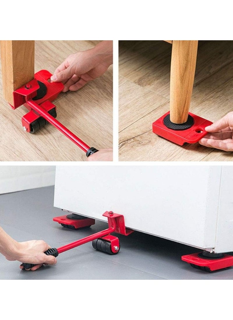 Generic - Set of 5 Furniture Lifting Tools with 4 Wheels for Moving Heavy Furniture and Heavy Furniture Moving Base Suitable for Sofas and Refrigerators - Furniture Leg Bases for Moving Heavy Furniture M, with Moving Wheels, Set of 1 Furniture Lifter and 4 Pieces Leg Bases - Furniture Mover and Mover - Furniture Lifting Tools Set - Heavy Duty Furniture Lifter with 4 Sliding Bases for Easy and Safe Movement - Image 1