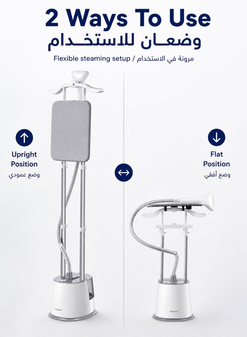 XiuWoo Powerful Garment Steamer Upright, 5 Steam Level Heavy Duty Clothes Steamer With With Ironing Board, And Hangers, 43 G/min Continuous Steam Rate, 2000w, 2.5l Water Tank, Suitable For All Fabrics, Grey - Image 2