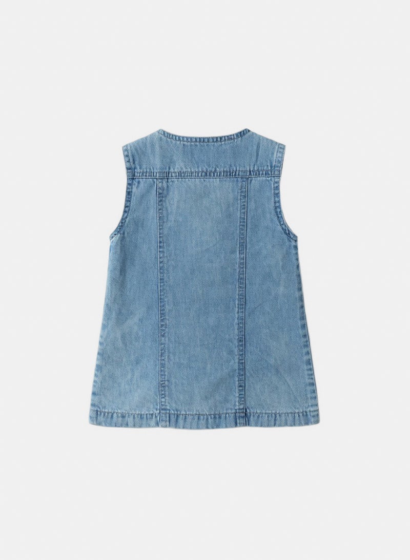 Junior Baby Girls Denim Dress - Image 2