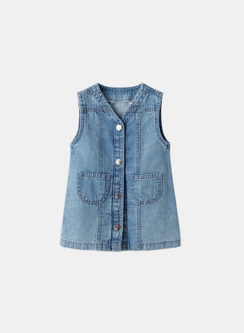 Junior Baby Girls Denim Dress - Image 1
